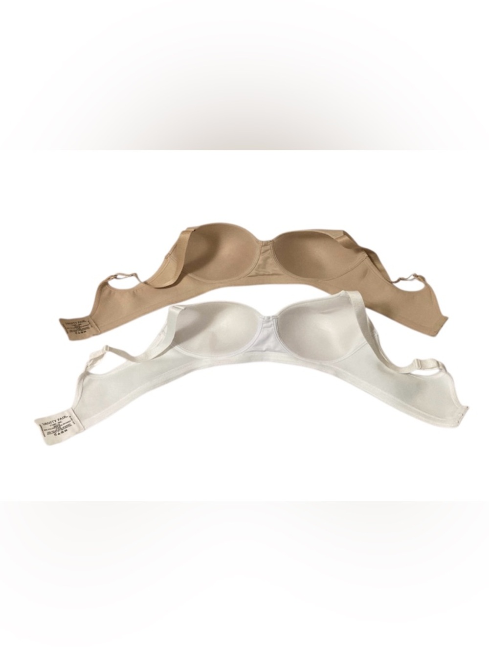 Set of 2 Vanity Fair Size 36C Tan/Beige and White Light Padded Wireless Bras - Picture 4 of 12